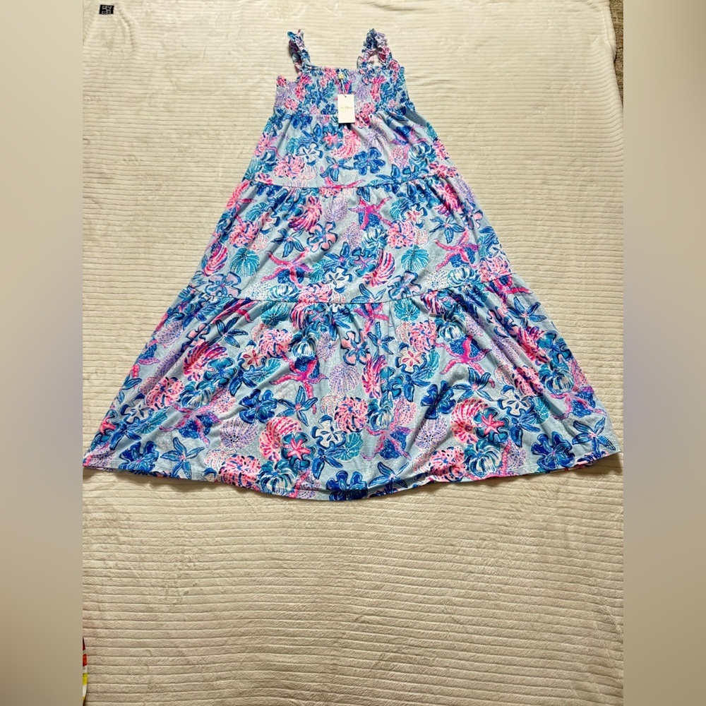 Lilly Pulitzer Blue and Pink Floral Maxi Skirt